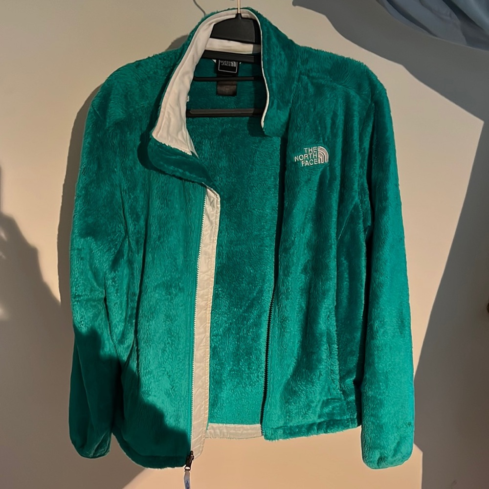 North face. Green fuzzy velour jacket